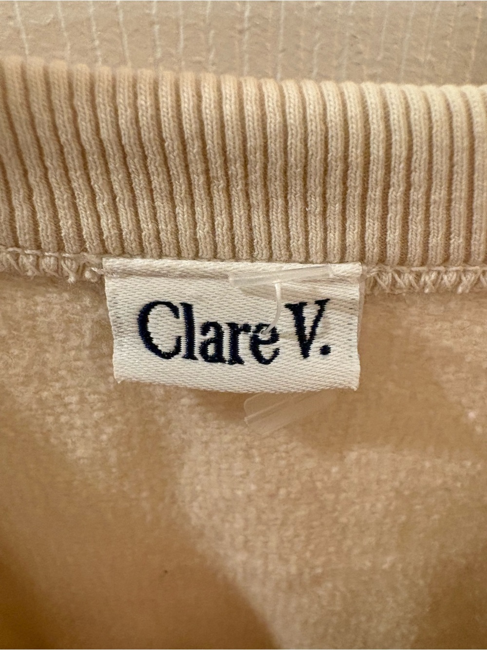 Clare V Cream Ribbed-Neck Sweatshirt - Picture 2 of 5